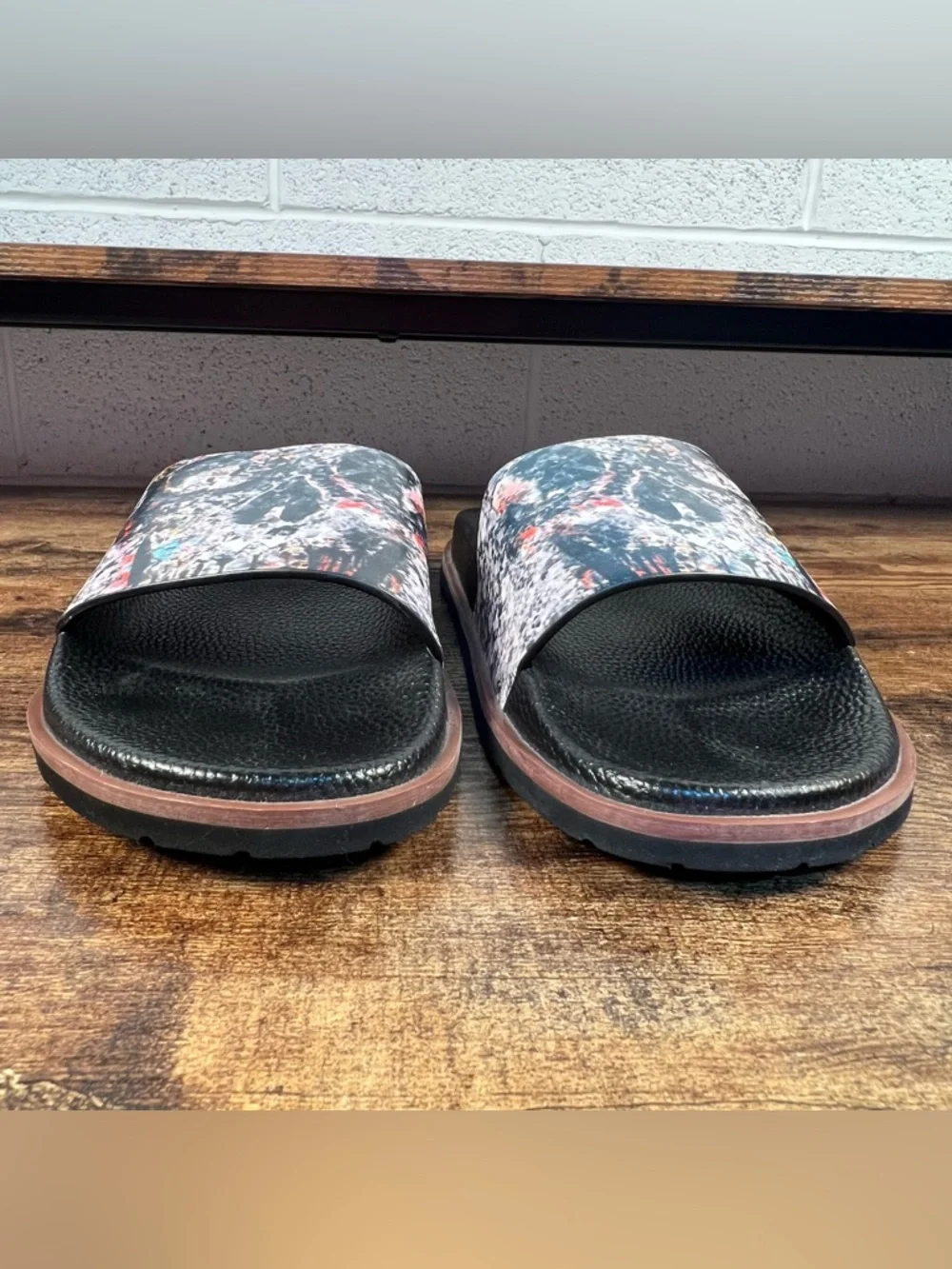 Robert Graham Skull Dock‎ Slides Casual Beach Summer Black Men's 9